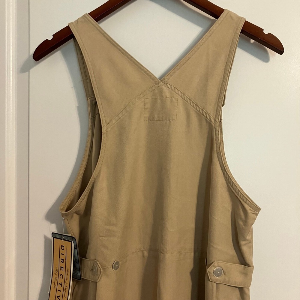 Directives VTG Overall Dress M Khaki Tan Side Buttons Maxi Length Lyocell Blend - Picture 6 of 11